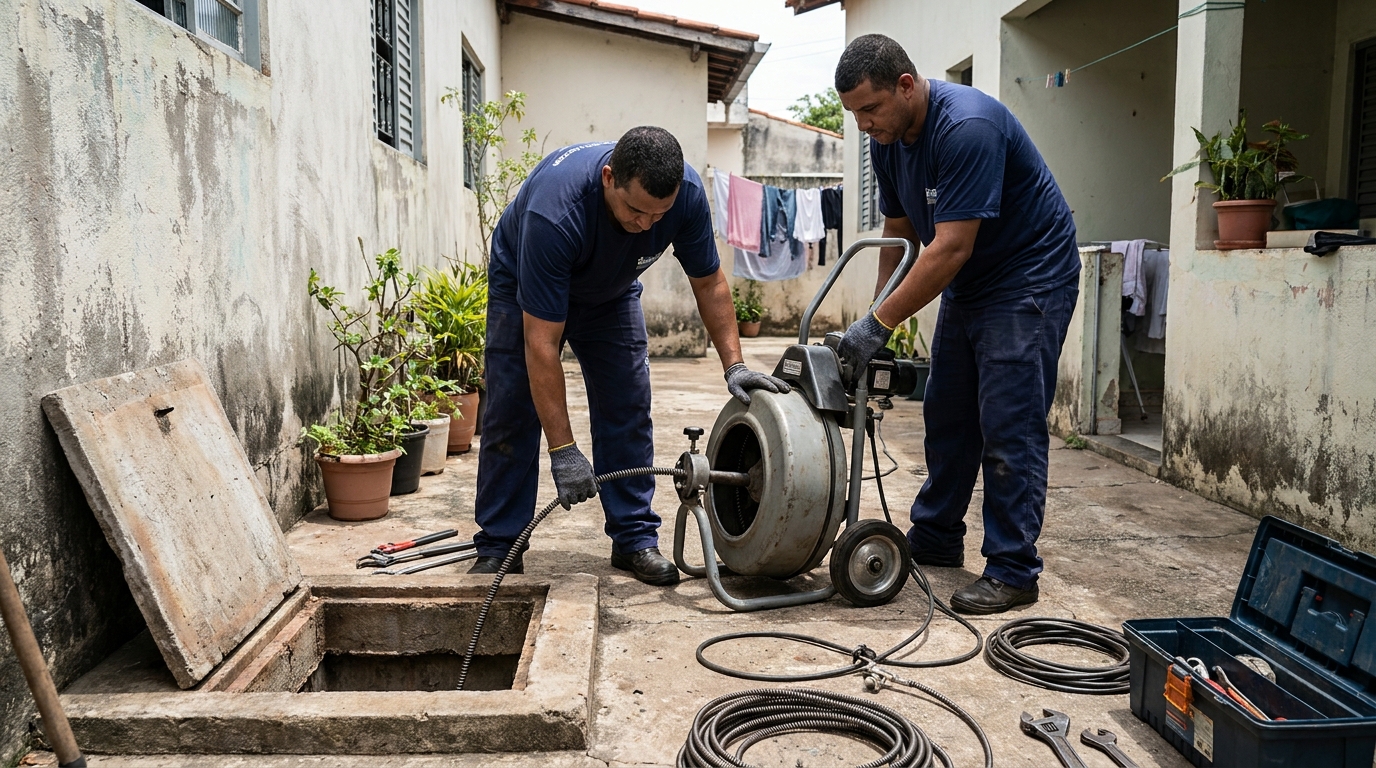 Desentupimento de Coluna Sanitária em Pains, Santa Maria‑RS
